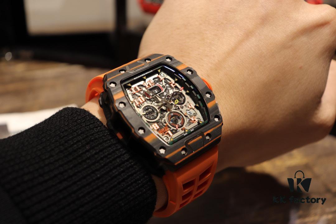 Richard Mille RM11-03 Elevated to Artistic Excellence, Premium Carbon Fiber Case with Grand Date, Chronograph, Flyback/Reverse Jump Multi-Function Automatic Movement, Imported Rubber Strap with Original Folding Clasp, 50x40mm – Exemplifying Richard Mill's Luxury and Timeless Heritage