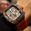 Richard Mille RM11-03 Elevated to Artistic Excellence, Premium Carbon Fiber Case with Grand Date, Chronograph, Flyback/Reverse Jump Multi-Function Automatic Movement, Imported Rubber Strap with Original Folding Clasp, 50x40mm – Exemplifying Richard Mill's Luxury and Timeless Heritage