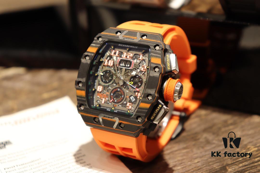 Richard Mille RM11-03 Elevated to Artistic Excellence, Premium Carbon Fiber Case with Grand Date, Chronograph, Flyback/Reverse Jump Multi-Function Automatic Movement, Imported Rubber Strap with Original Folding Clasp, 50x40mm – Exemplifying Richard Mill's Luxury and Timeless Heritage