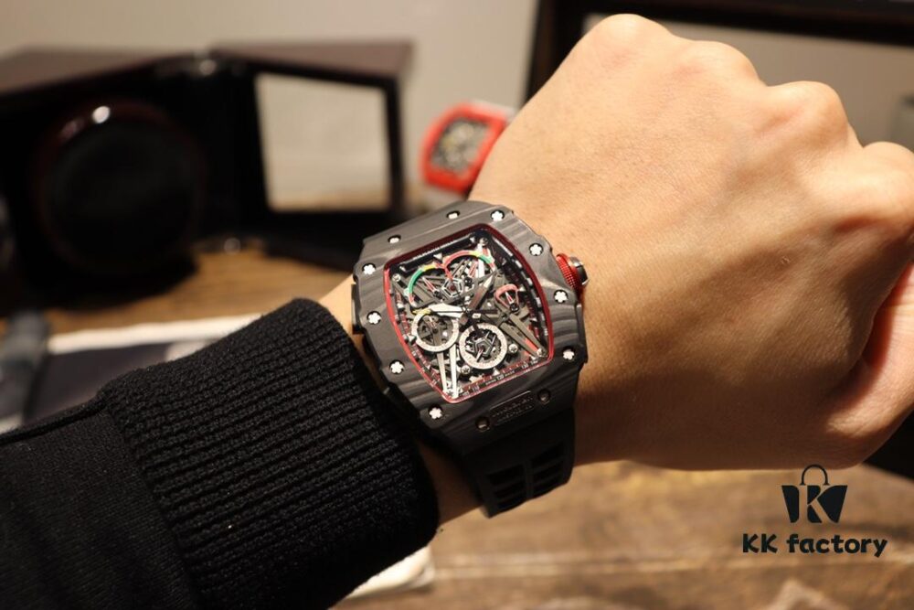 Richard Mille Richard Miller Watch with Carbon Fiber Case, 43*50mm, Waterproof Strap with Original Folding Clasp, Bold and Unique Dial Design for the Individual