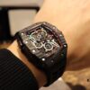 Richard Mille Richard Miller Watch with Carbon Fiber Case, 43*50mm, Waterproof Strap with Original Folding Clasp, Bold and Unique Dial Design for the Individual