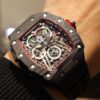 Richard Mille Richard Miller Watch with Carbon Fiber Case, 43*50mm, Waterproof Strap with Original Folding Clasp, Bold and Unique Dial Design for the Individual