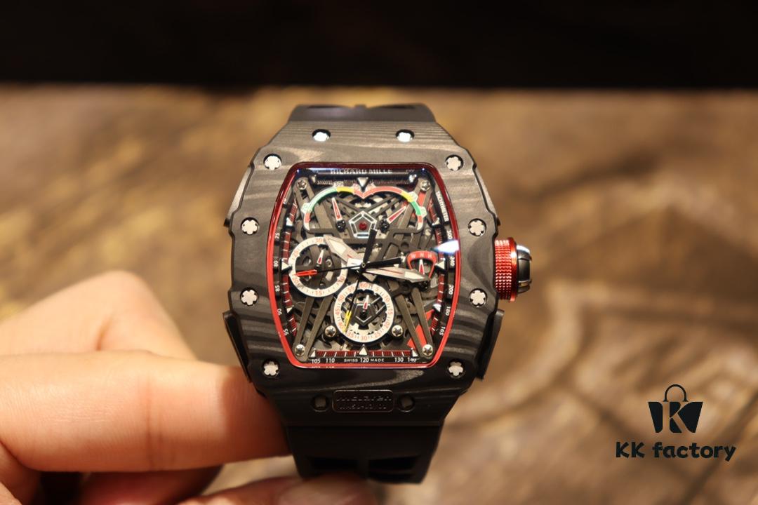 Richard Mille Richard Miller Watch with Carbon Fiber Case, 43*50mm, Waterproof Strap with Original Folding Clasp, Bold and Unique Dial Design for the Individual