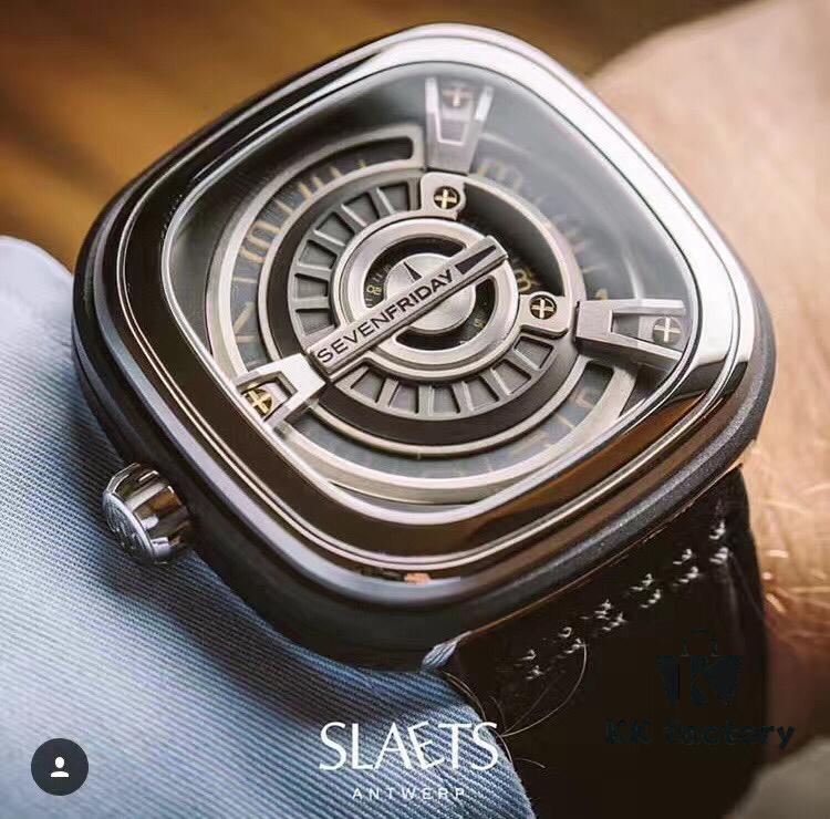 SEVENFRIDAY Seven Fridays M1/03 Movement: Original Japanese Citizen 8215 Mechanical Movement, Dial: Reinforced Blue Light Glass, Strap: Imported Calf Leather, Material: Premium 316 Stainless Steel, Case Size: 47mm x 47mm, High-End Market Quality, Precision Craftsmanship, Full Series with NFC Function