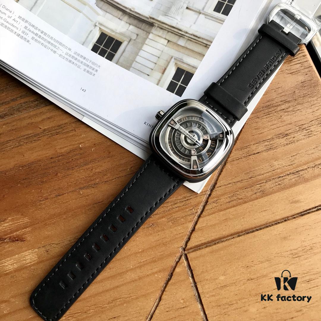 SEVENFRIDAY Seven Fridays M1/03 Movement: Original Japanese Citizen 8215 Mechanical Movement, Dial: Reinforced Blue Light Glass, Strap: Imported Calf Leather, Material: Premium 316 Stainless Steel, Case Size: 47mm x 47mm, High-End Market Quality, Precision Craftsmanship, Full Series with NFC Function