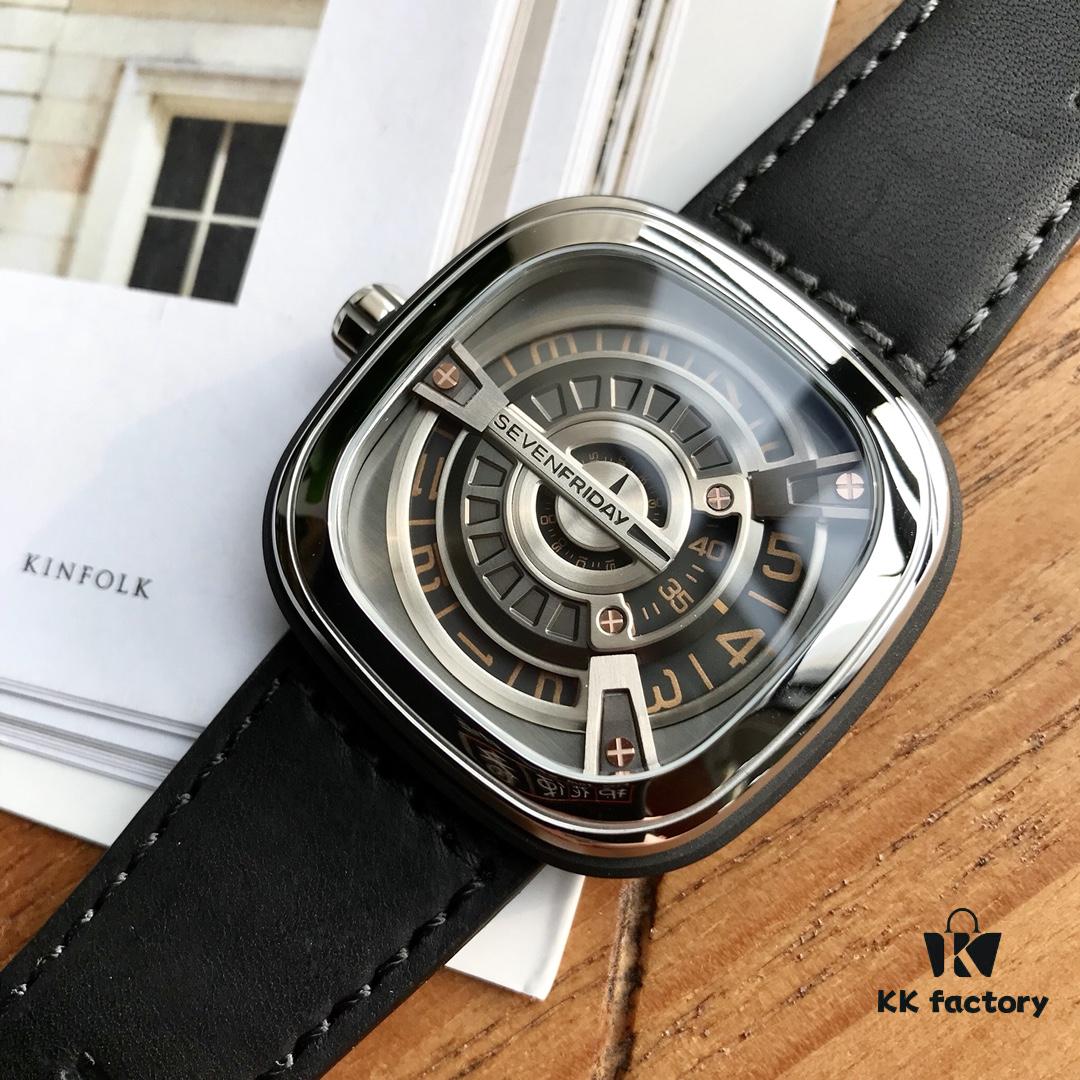 SEVENFRIDAY Seven Fridays M1/03 Movement: Original Japanese Citizen 8215 Mechanical Movement, Dial: Reinforced Blue Light Glass, Strap: Imported Calf Leather, Material: Premium 316 Stainless Steel, Case Size: 47mm x 47mm, High-End Market Quality, Precision Craftsmanship, Full Series with NFC Function