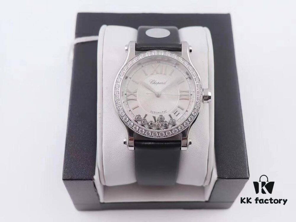 YF Authentic Mold New Release Chopard Happy Diamonds 278559-3003 with Handcrafted Silk Strap Exuding Unmistakable Luxury