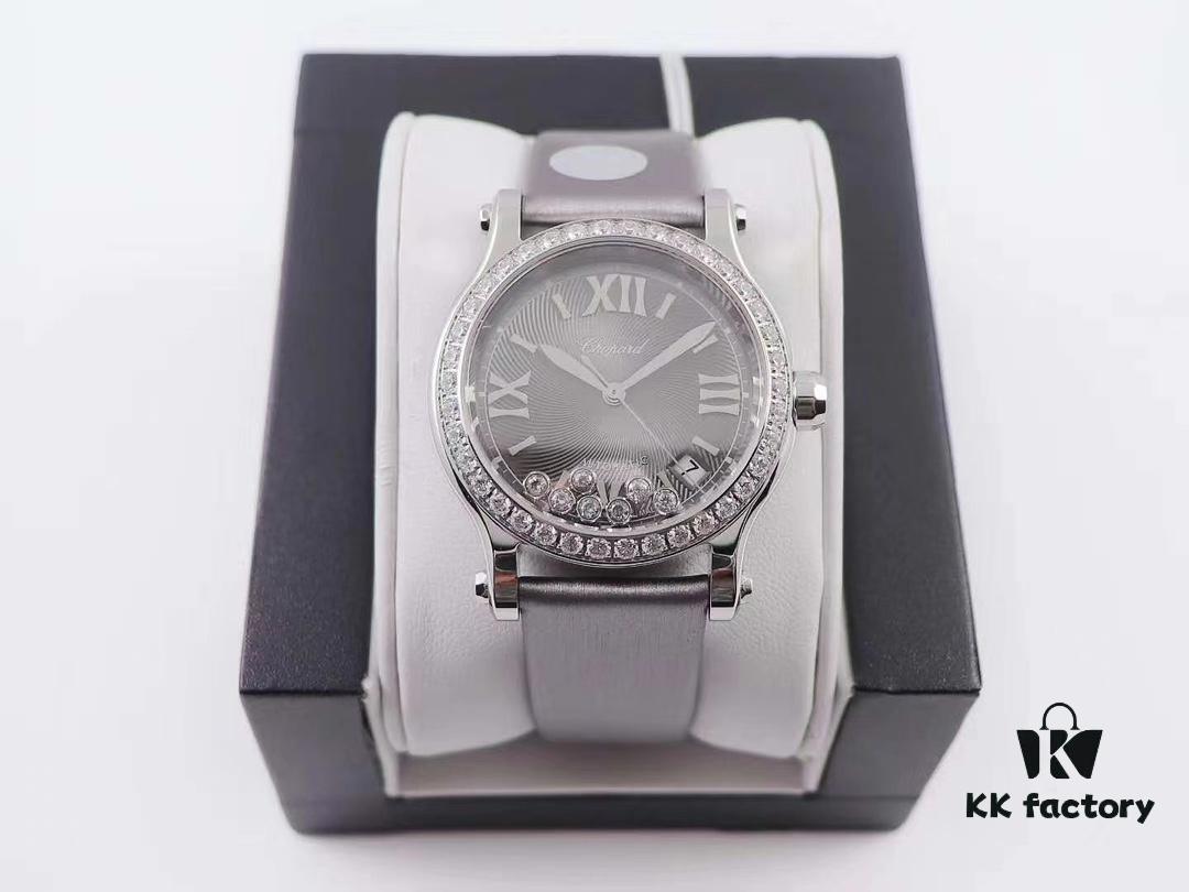 YF Authentic Mold New Release Chopard Happy Diamonds 278559-3003 with Handcrafted Silk Strap Exuding Unmistakable Luxury