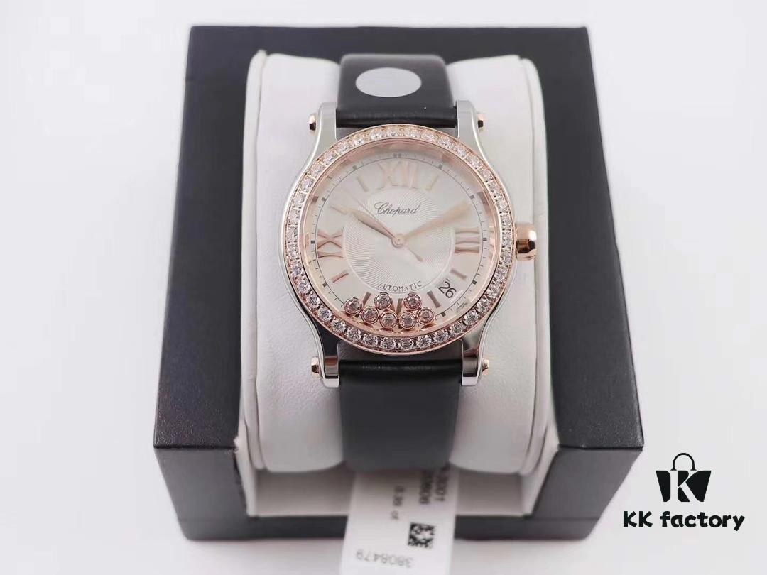YF Authentic Mold New Release Chopard Happy Diamonds 278559-3003 with Handcrafted Silk Strap Exuding Unmistakable Luxury
