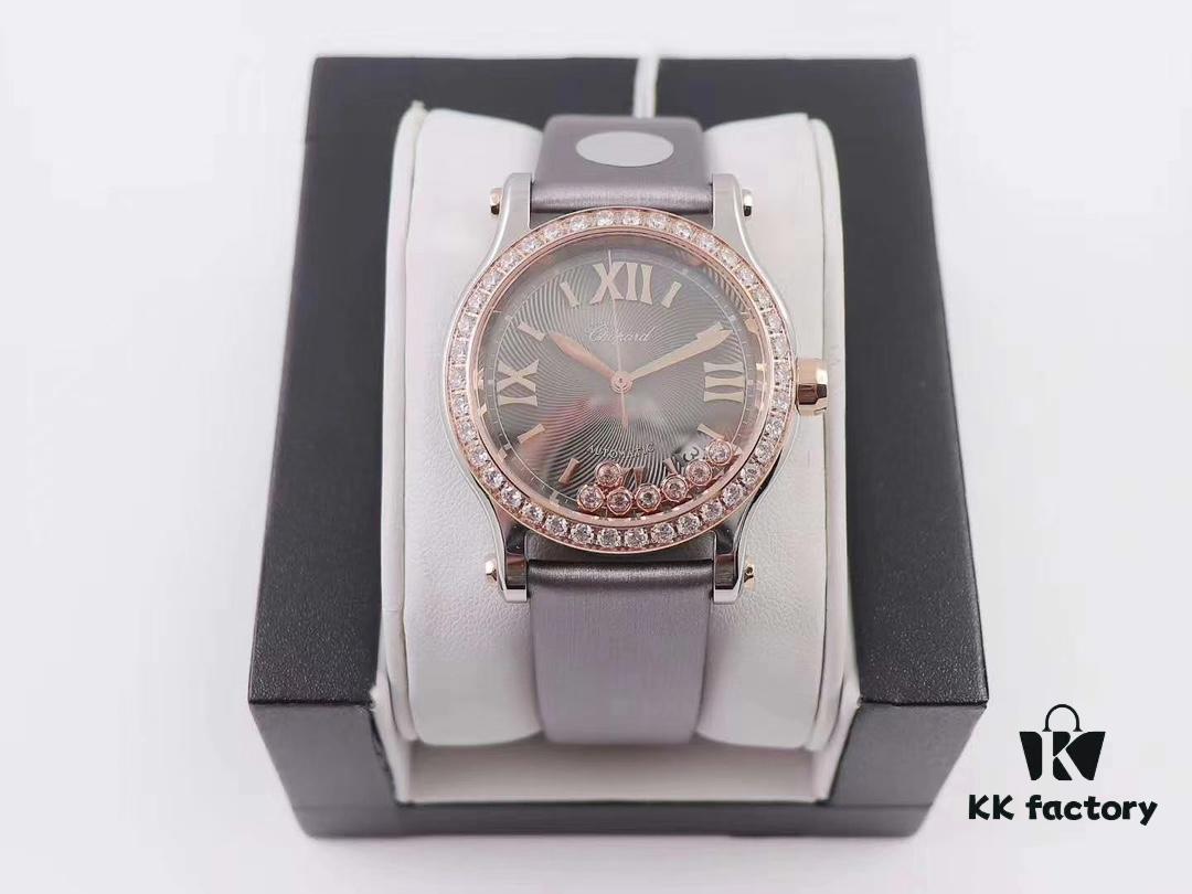 YF Authentic Mold New Release Chopard Happy Diamonds 278559-3003 with Handcrafted Silk Strap Exuding Unmistakable Luxury