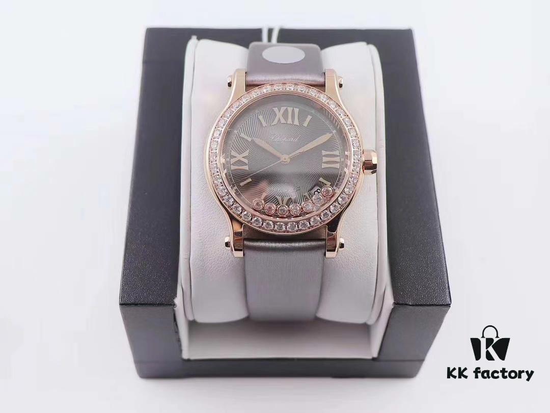 YF Authentic Mold New Release Chopard Happy Diamonds 278559-3003 with Handcrafted Silk Strap Exuding Unmistakable Luxury