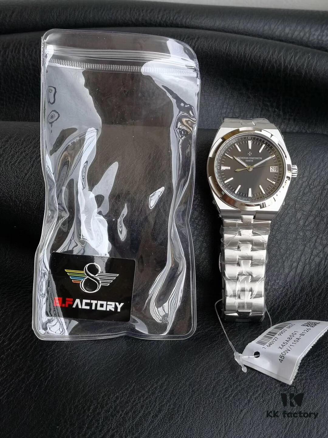 8F Luxury: Vacheron Constantin Overseas Tourbillon 4500V/110A-B126 Watch (Stainless Steel - Silver Dial with Sunburst Satin Silk Finish, Velvet-Like Smooth Bezel, 18K Gold Hour Markers, Hands with White Luminescent Coating, Custom 5100 Fully Automatic Movement, 41mm), Dedicated to the Bold and Resolute Traveler, Heaven Protects the Globe