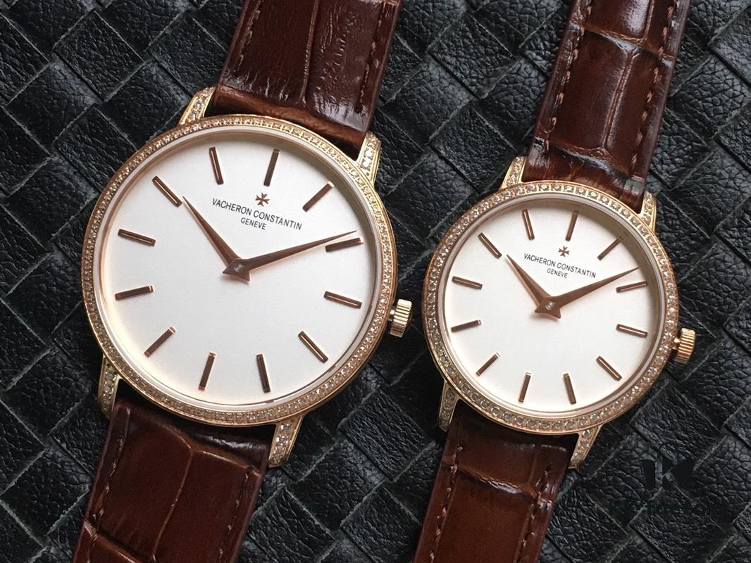 Top Version, New Year Celebration Model, Vacheron Constantin PATRIMONY Heritage Series, Men's and Women's Couple Watch, Model 43076-OOOP-9875, Equipped with Imported 9015 Modified Replica of Original Vacheron Constantin Cal.1120 Movement, Men's Diameter 41mm, Women's 33mm, Thickness 8mm, Each Watch Movement Has an Independent Serial Number (Real Shot, No Photoshop)