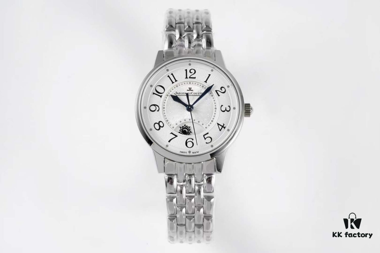 BF Fine Collection Jaeger LeCoultre Rendez-Vous Series with Imported 316L Stainless Steel Bracelet, Top-Quality Blued Steel Hands, Equipped with Modified Imported 9015 Movement Simulating Original Cal. 898A Automatic Self-Winding Movement (Without Additional Plate), Featuring Day-Night Display, Diameter: 34mm, Thickness: 10mm