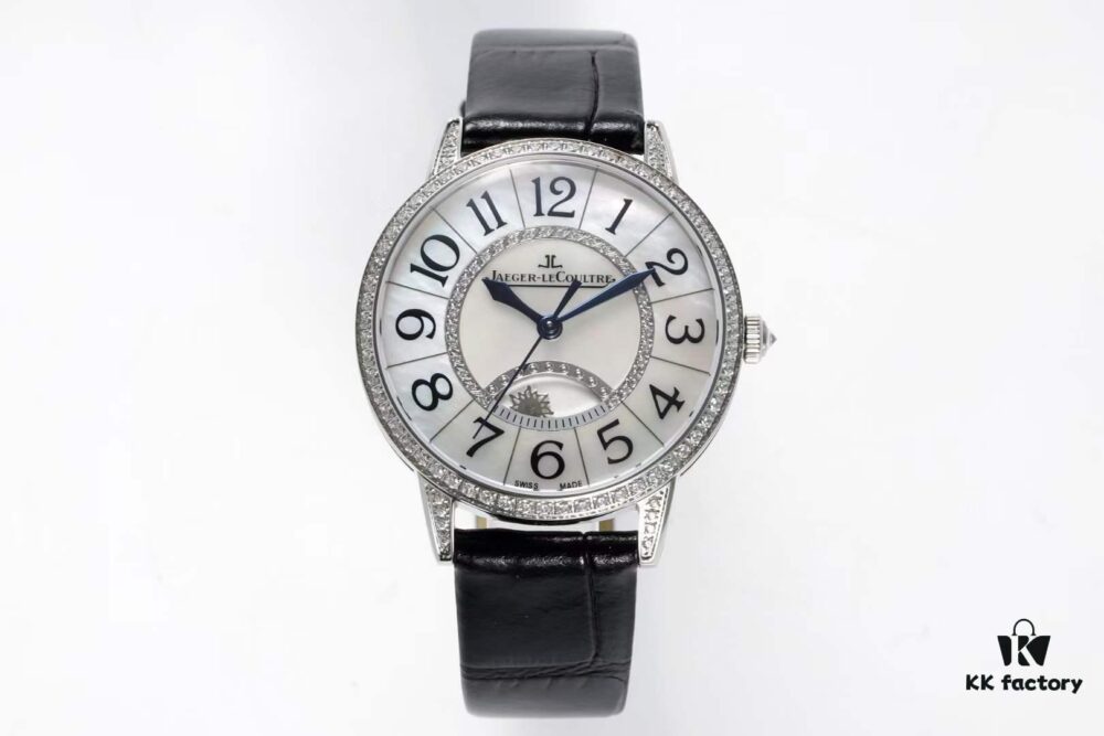 BF Fine Collection Jaeger LeCoultre Rendez-Vous Series with Imported Italian Cowhide Strap, Top-Grade Blued Steel Hands, Equipped with Modified 9015 Movement Replacing Original Cal.898A Automatic Self-Winding Movement (No Additional Bridge Plate), Featuring Day-Night Display, Diameter: 34mm, Thickness: 10mm