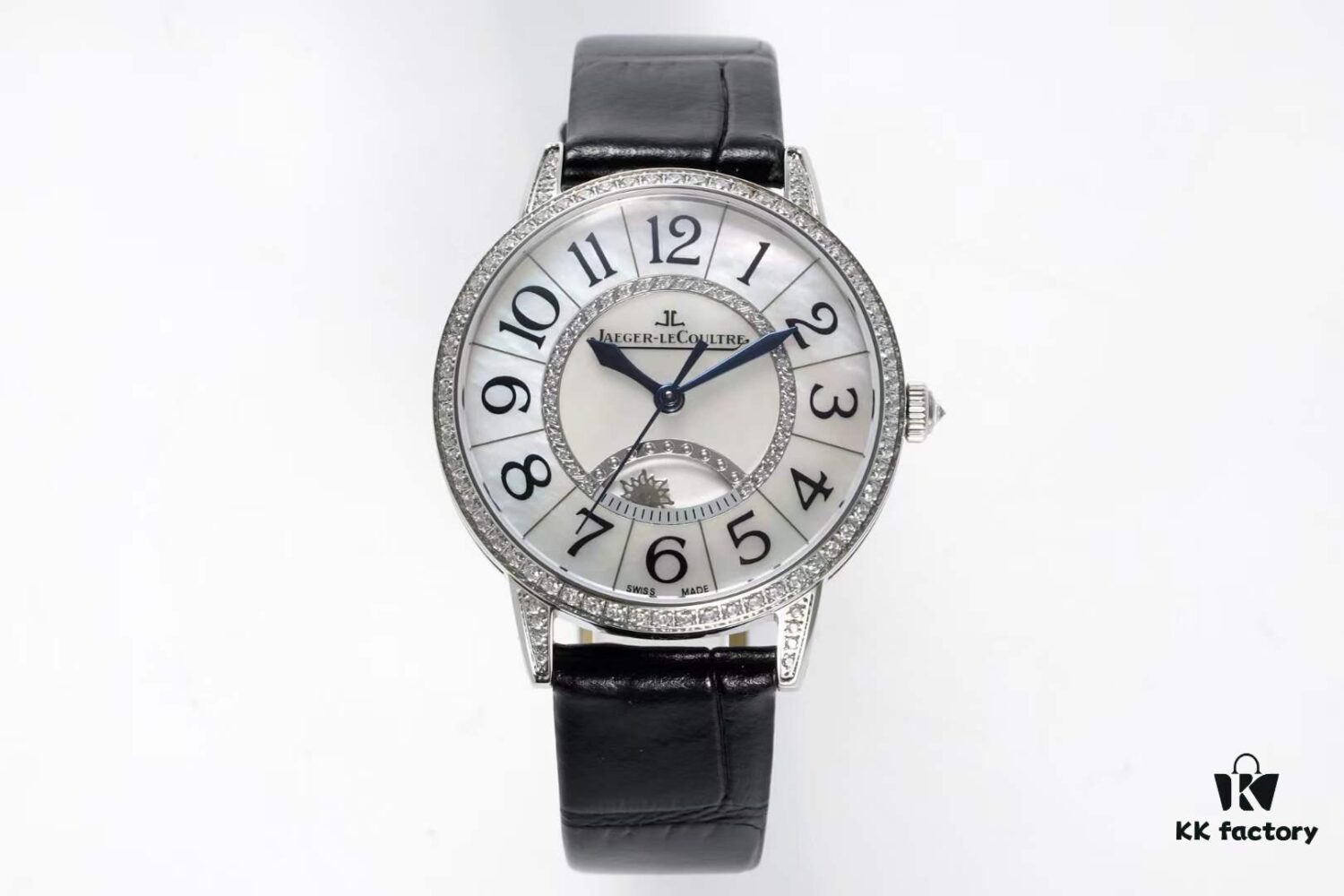 BF Fine Collection Jaeger LeCoultre Rendez-Vous Series with Imported Italian Cowhide Strap, Top-Grade Blued Steel Hands, Equipped with Modified 9015 Movement Replacing Original Cal.898A Automatic Self-Winding Movement (No Additional Bridge Plate), Featuring Day-Night Display, Diameter: 34mm, Thickness: 10mm