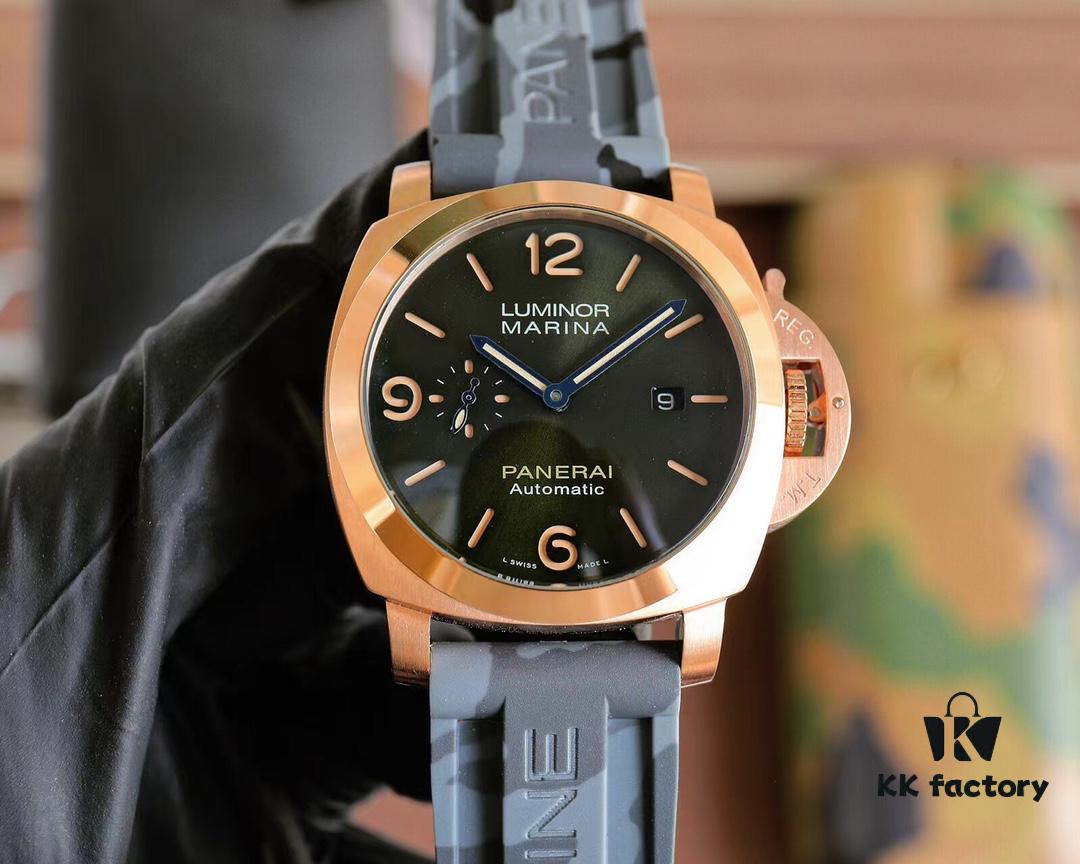 Panerai PANERAI Arc-coated Glass 44mm*16mm Automatic Mechanical Watch with Camouflage Rubber Strap and Original Buckle