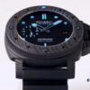 VS Panerai SUBMERSIBLE Series Automatic Mechanical Diving Watch PAM01616 CARBOTECH Carbon Fiber Case Diving Countdown Bezel with Blue Scale Line Sapphire Crystal Screw-down Crown with Safety Bridge Titanium PVD Black Case Back with Engraved Submarine Pattern