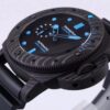 VS Panerai SUBMERSIBLE Series Automatic Mechanical Diving Watch PAM01616 CARBOTECH Carbon Fiber Case Diving Countdown Bezel with Blue Scale Line Sapphire Crystal Screw-down Crown with Safety Bridge Titanium PVD Black Case Back with Engraved Submarine Pattern