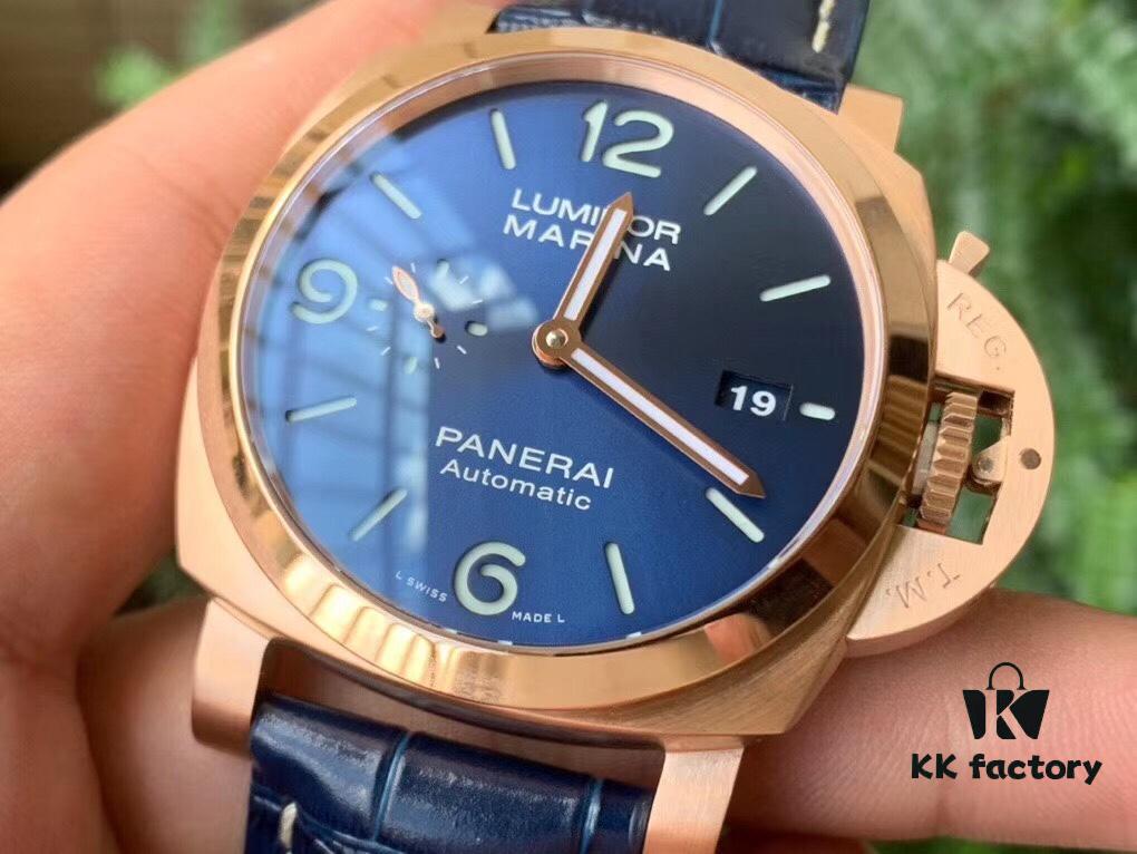 VS2020 New Arrival: 44MM 'Provocative Blue' Lumino Rosso Gold Panerai Watch PAM 1112