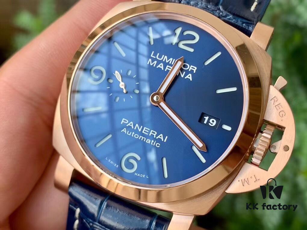 VS2020 New Arrival: 44MM 'Provocative Blue' Lumino Rosso Gold Panerai Watch PAM 1112