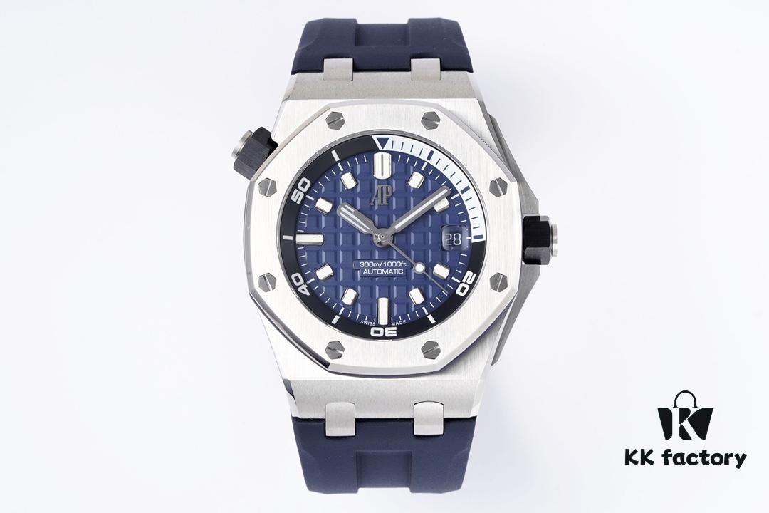 Audemars Piguet Diver - New Model 15720! 42mm x 14.2mm Stainless Steel Case with Anti-Reflective Sapphire Crystal, Black Ceramic Screw-Down Crown, Calibre 4308 Automatic Movement, 'Méga Tapisserie' Dial, Luminescent Markers, Rubber Strap