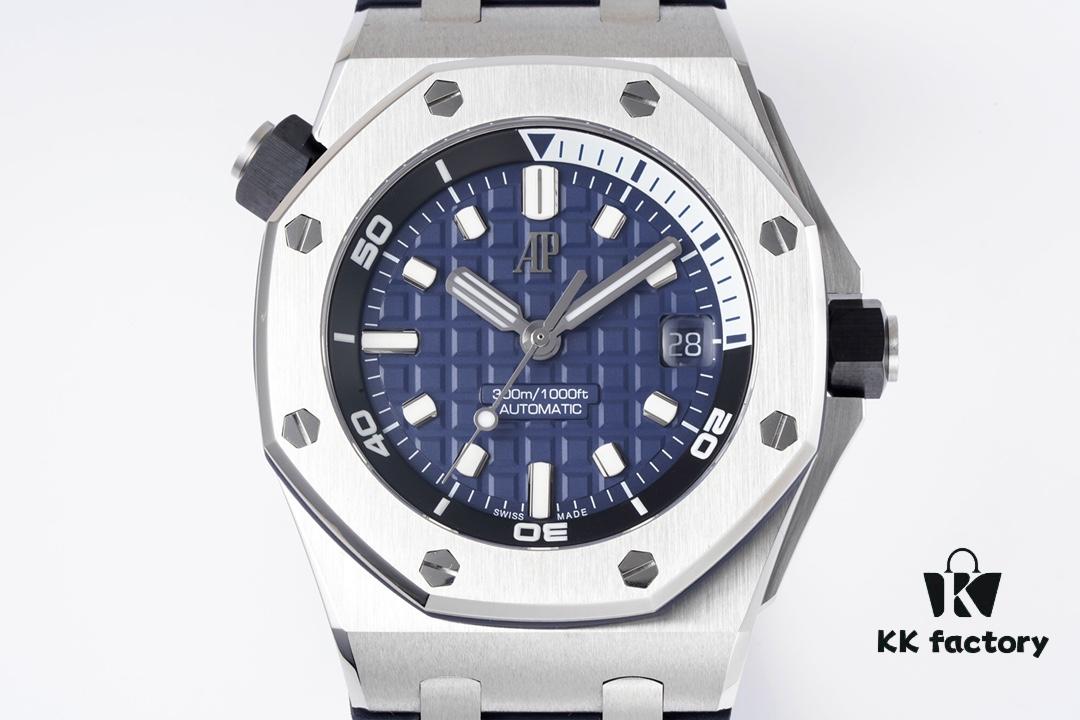 Audemars Piguet Diver - New Model 15720! 42mm x 14.2mm Stainless Steel Case with Anti-Reflective Sapphire Crystal, Black Ceramic Screw-Down Crown, Calibre 4308 Automatic Movement, 'Méga Tapisserie' Dial, Luminescent Markers, Rubber Strap