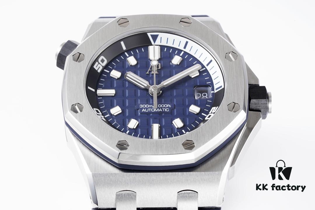 Audemars Piguet Diver - New Model 15720! 42mm x 14.2mm Stainless Steel Case with Anti-Reflective Sapphire Crystal, Black Ceramic Screw-Down Crown, Calibre 4308 Automatic Movement, 'Méga Tapisserie' Dial, Luminescent Markers, Rubber Strap