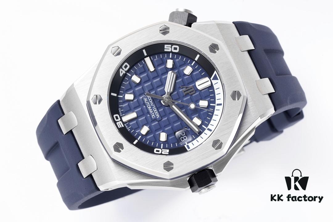 Audemars Piguet Diver - New Model 15720! 42mm x 14.2mm Stainless Steel Case with Anti-Reflective Sapphire Crystal, Black Ceramic Screw-Down Crown, Calibre 4308 Automatic Movement, 'Méga Tapisserie' Dial, Luminescent Markers, Rubber Strap