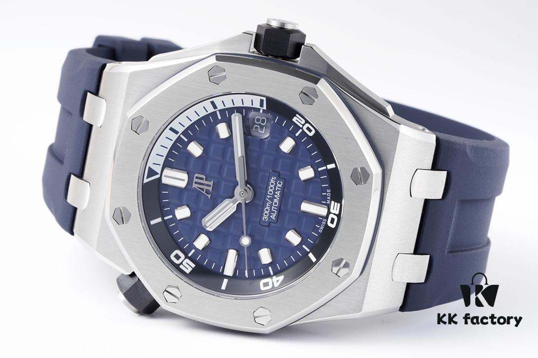 Audemars Piguet Diver - New Model 15720! 42mm x 14.2mm Stainless Steel Case with Anti-Reflective Sapphire Crystal, Black Ceramic Screw-Down Crown, Calibre 4308 Automatic Movement, 'Méga Tapisserie' Dial, Luminescent Markers, Rubber Strap