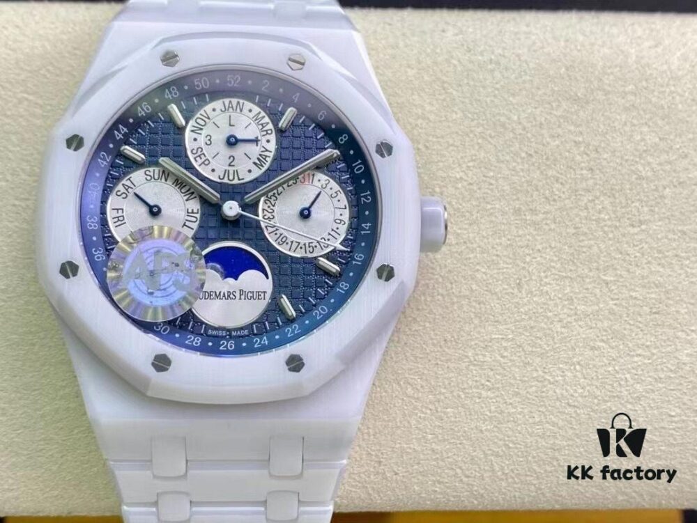 APS AP Royal Oak Series White Ceramic 26579 True Moon Phase Grande Tapisserie Dial 41mm Authentic Automatic Movement 5134 Slim 10.5mm Real Functions