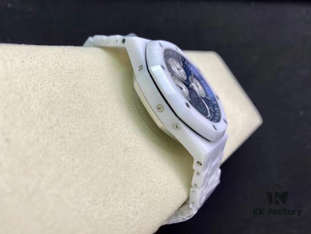 APS AP Royal Oak Series White Ceramic 26579 True Moon Phase Grande Tapisserie Dial 41mm Authentic Automatic Movement 5134 Slim 10.5mm Real Functions