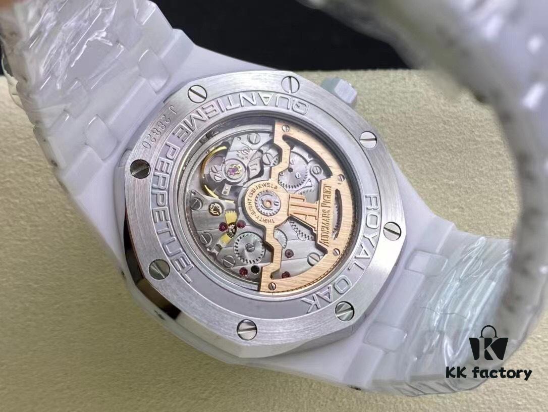 APS AP Royal Oak Series White Ceramic 26579 True Moon Phase Grande Tapisserie Dial 41mm Authentic Automatic Movement 5134 Slim 10.5mm Real Functions