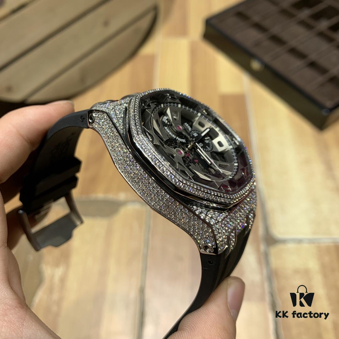 Royal Oak Offshore Premium Replica Audemars Piguet AP Watch for Men, Exquisite Timepiece with Natural Rubber Strap and Pin Buckle, 904L Stainless Steel Case, Mineral Hardened Glass, Imported Japanese Quartz Chronograph, 47mm Diameter, 13mm Thickness