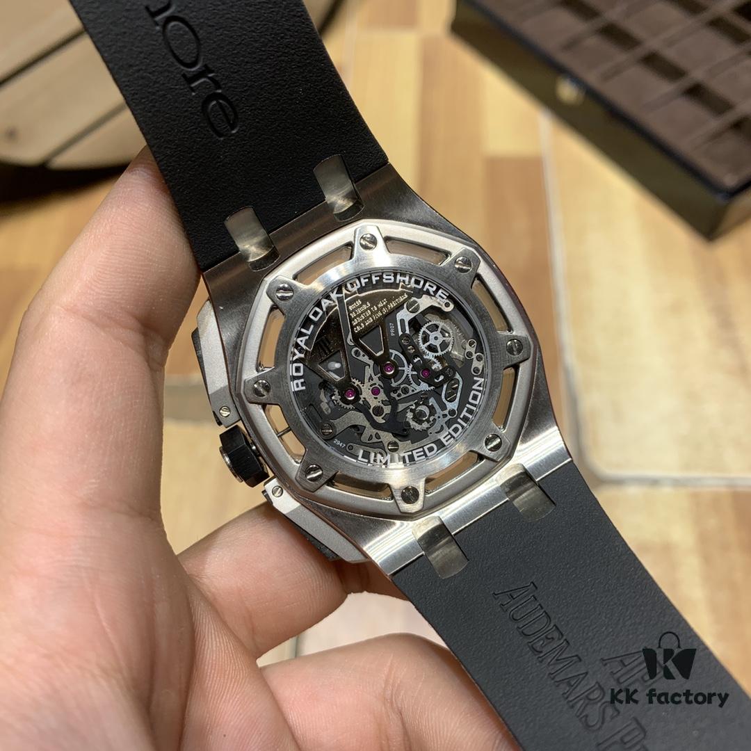 Royal Oak Offshore Premium Replica Audemars Piguet AP Watch for Men, Exquisite Timepiece with Natural Rubber Strap and Pin Buckle, 904L Stainless Steel Case, Mineral Hardened Glass, Imported Japanese Quartz Chronograph, 47mm Diameter, 13mm Thickness