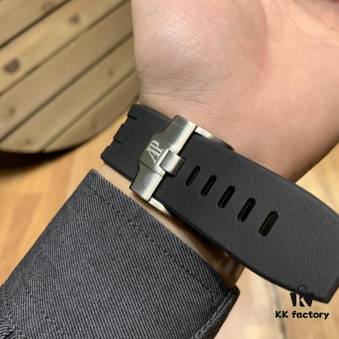 Royal Oak Offshore Premium Replica Audemars Piguet AP Watch for Men, Exquisite Timepiece with Natural Rubber Strap and Pin Buckle, 904L Stainless Steel Case, Mineral Hardened Glass, Imported Japanese Quartz Chronograph, 47mm Diameter, 13mm Thickness