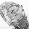 TZ Royal Oak Series 15452 Men's Full Diamond Pavé Watch (New Version: Side Diamonds, Bracelet Set with Large Square Diamonds, Bar Index Markers, and Built-in Logo)