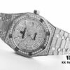 TZ Royal Oak Series 15452 Men's Full Diamond Pavé Watch (New Version: Side Diamonds, Bracelet Set with Large Square Diamonds, Bar Index Markers, and Built-in Logo)