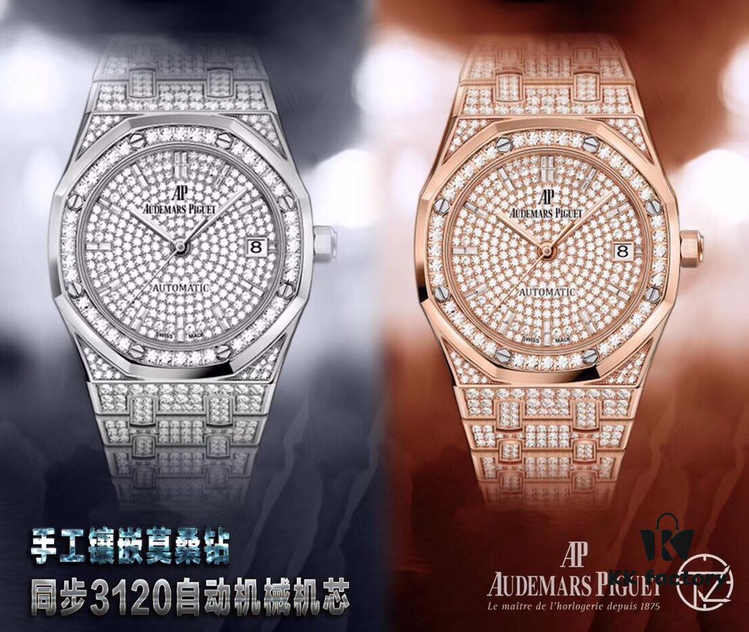 TZ Audemars Piguet Royal Oak Series 15452 Men's Full Diamond Sky-Dweller Watch with Hand-Set Moissanite