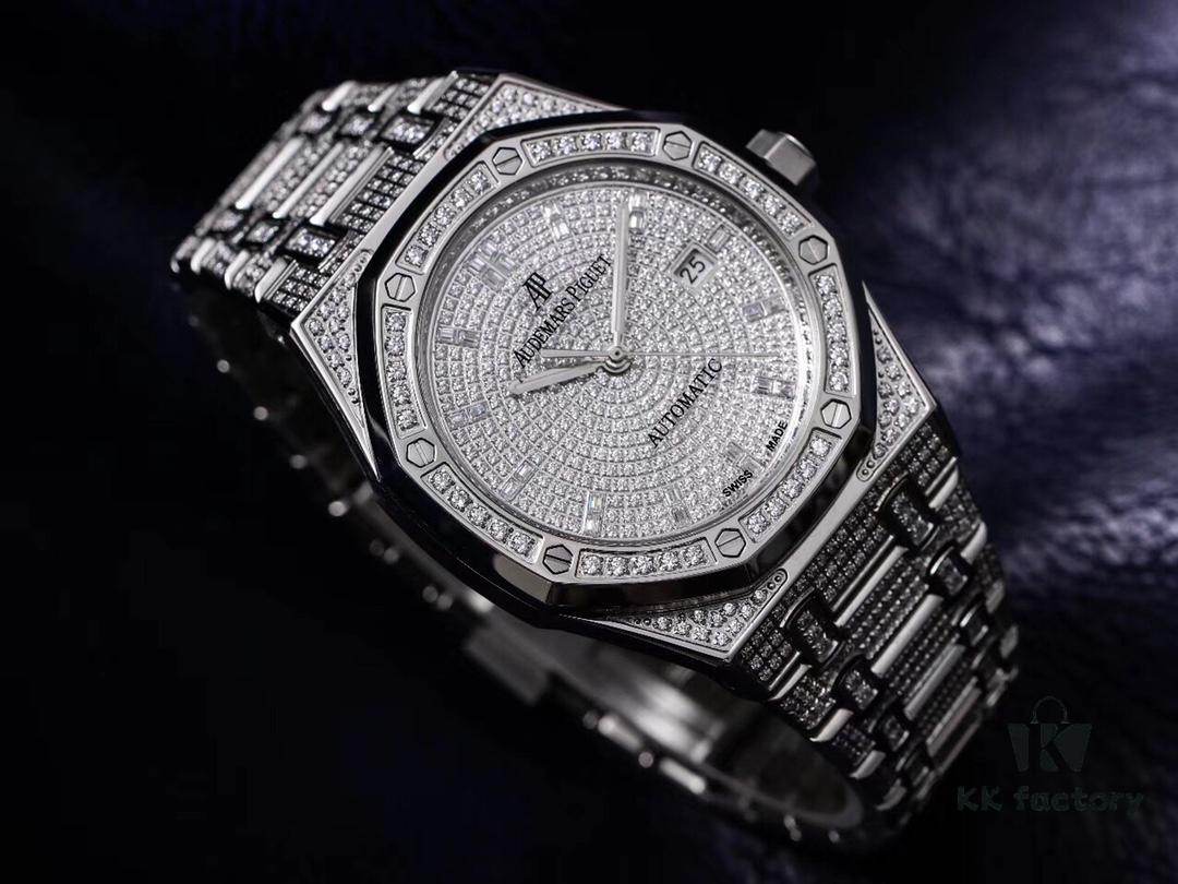 TZ Audemars Piguet Royal Oak Series 15452 Men's Full Diamond Sky-Dweller Watch with Hand-Set Moissanite