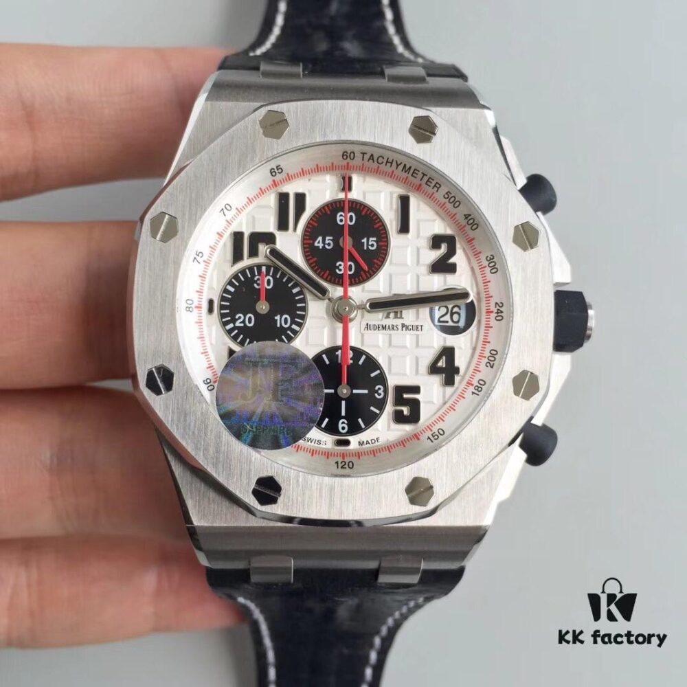 JF Fine Craftsmanship Audemars Piguet Royal Oak Offshore Series Panda Dial Chronograph Stainless Steel Bracelet Rubber Pushers Sapphire Crystal 7750 Modified with Small Seconds at 12 o'clock Position Movement 42mm