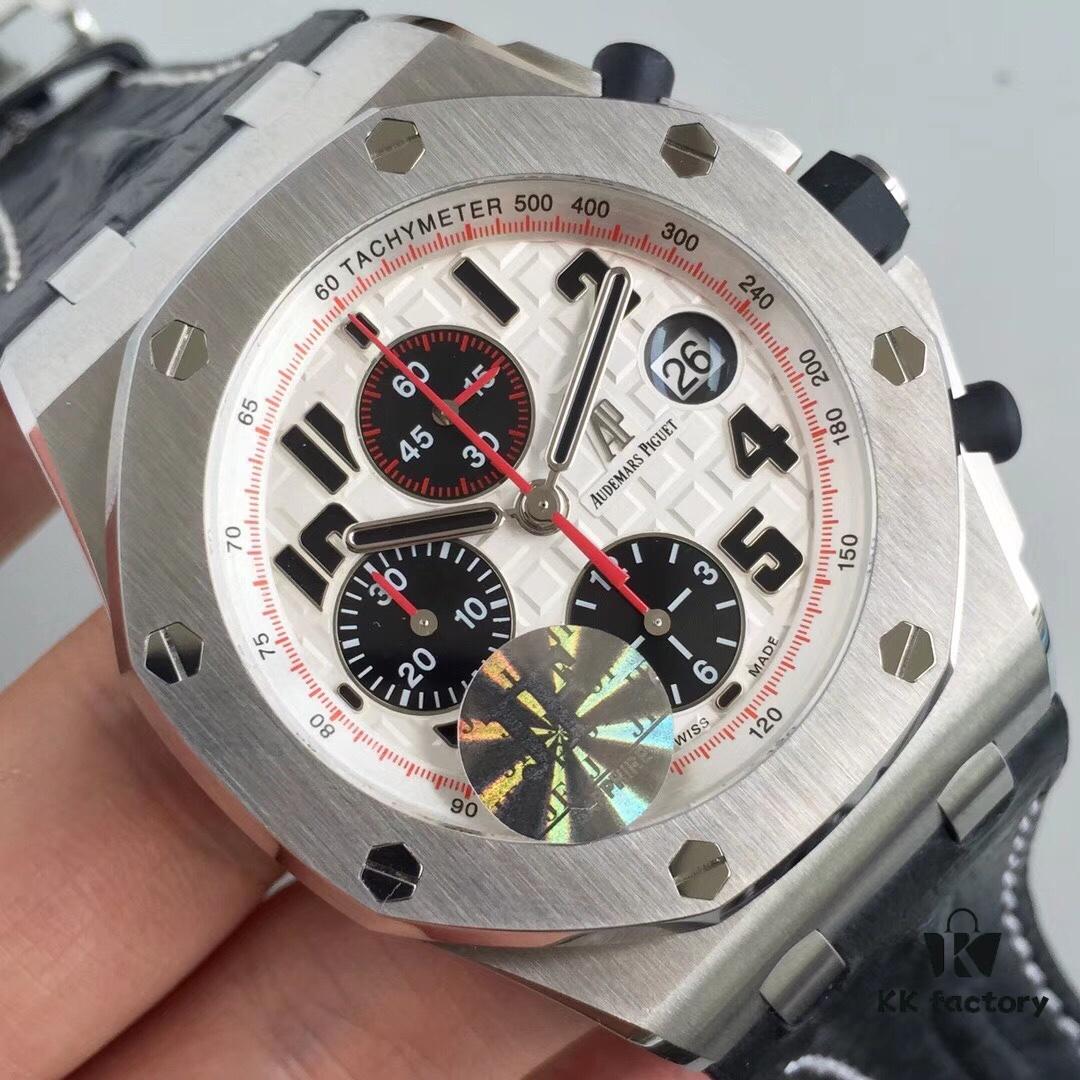 JF Fine Craftsmanship Audemars Piguet Royal Oak Offshore Series Panda Dial Chronograph Stainless Steel Bracelet Rubber Pushers Sapphire Crystal 7750 Modified with Small Seconds at 12 o'clock Position Movement 42mm