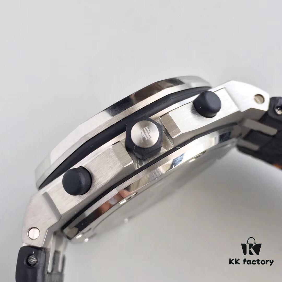 JF Fine Craftsmanship Audemars Piguet Royal Oak Offshore Series Panda Dial Chronograph Stainless Steel Bracelet Rubber Pushers Sapphire Crystal 7750 Modified with Small Seconds at 12 o'clock Position Movement 42mm