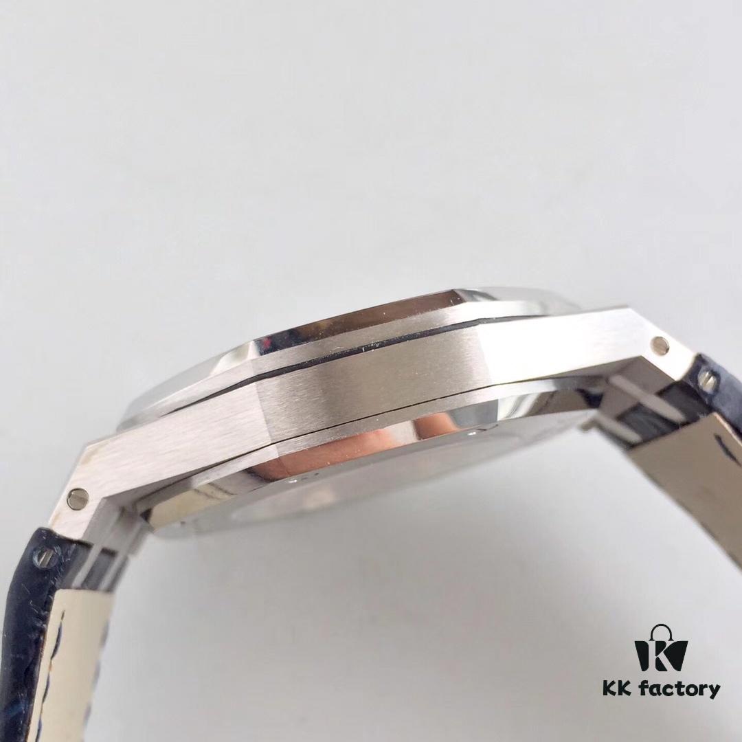 JF AP Royal Oak 15452 Full Paved Swarovski Crystal Couple Watches, Men's 41mm and Women's 37mm, Automatic Mechanical Movement Modified from Citizen 9015 Cal.3120, 316 Stainless Steel Case and Bracelet, Sapphire Crystal, Swarovski Crystals, Luminous Dial Hands, Leather Strap with Folding Clasp, 50m Water Resistance, Model MS2M-S4/5BY