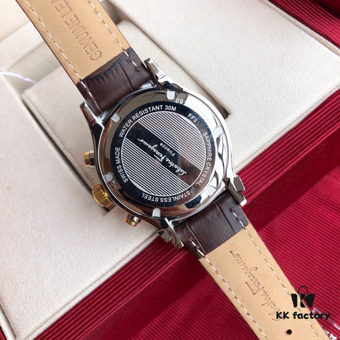 New Arrival! 2017 Authentic Ferragamo Men's Quartz Chronograph Watch with Six Hands