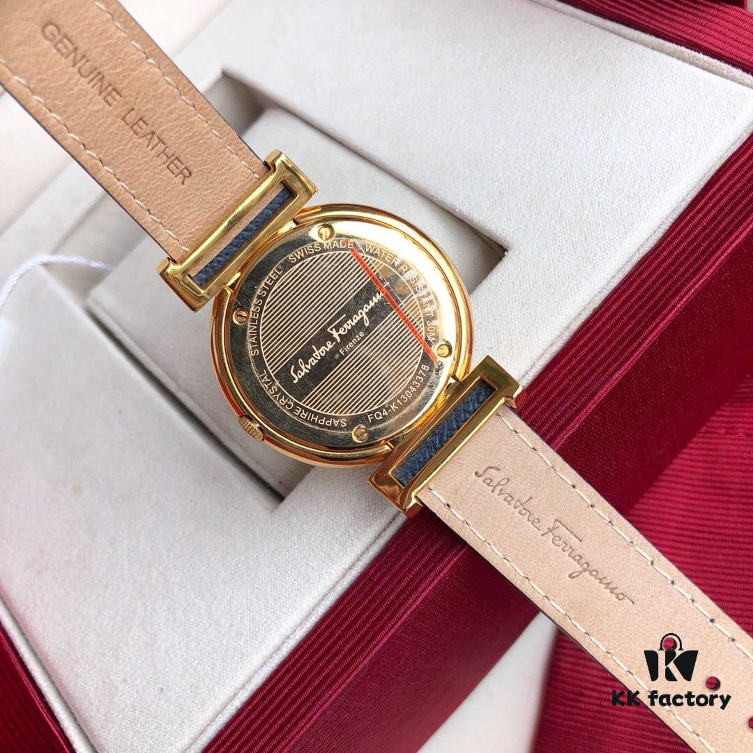 Salvatore Ferragamo FQ4 Quartz Women's Watch, 37mm Case, Sapphire Crystal, Mother-of-Pearl Dial, Calfskin Strap