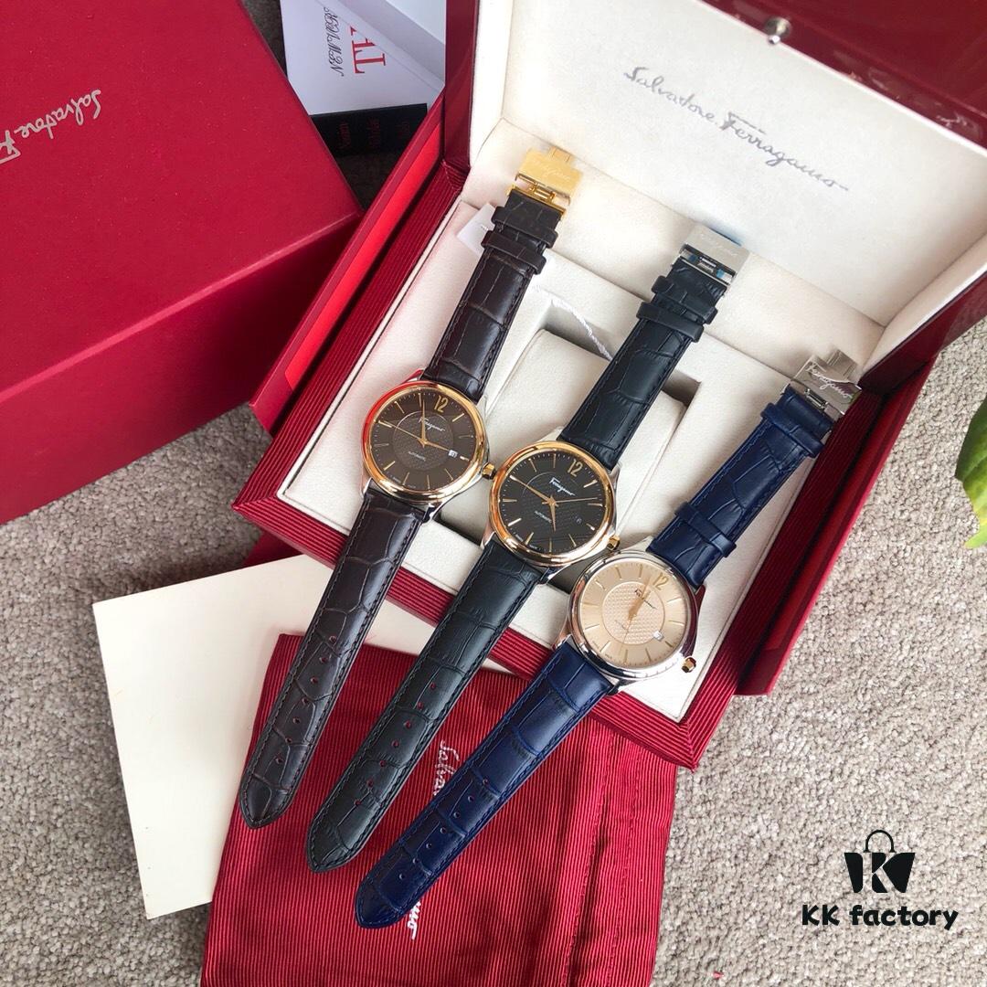 New Launch! Ferragamo New Model Automatic Mechanical Men's Watch with Original ETA2824 Movement, Sapphire Crystal, 41mm Case Diameter, Back Transparent Case Back, 50m Water Resistance, Three Colors Available