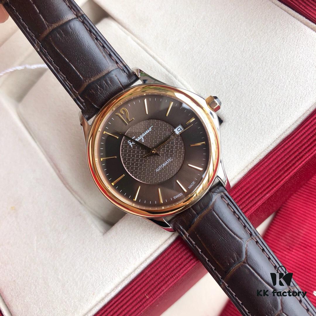 New Launch! Ferragamo New Model Automatic Mechanical Men's Watch with Original ETA2824 Movement, Sapphire Crystal, 41mm Case Diameter, Back Transparent Case Back, 50m Water Resistance, Three Colors Available