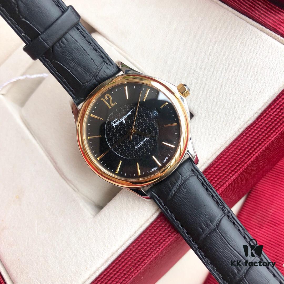 New Launch! Ferragamo New Model Automatic Mechanical Men's Watch with Original ETA2824 Movement, Sapphire Crystal, 41mm Case Diameter, Back Transparent Case Back, 50m Water Resistance, Three Colors Available