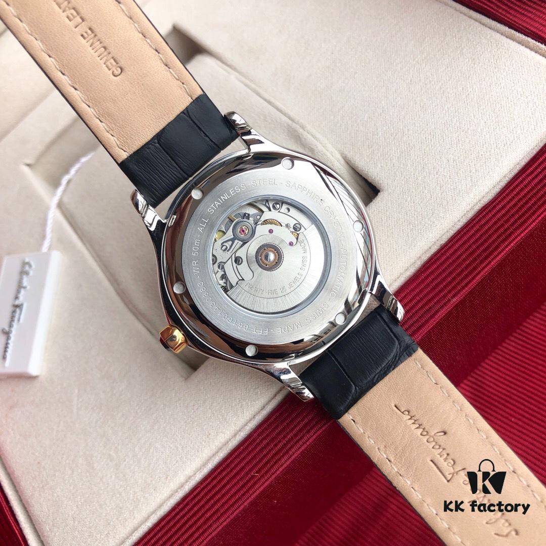 New Launch! Ferragamo New Model Automatic Mechanical Men's Watch with Original ETA2824 Movement, Sapphire Crystal, 41mm Case Diameter, Back Transparent Case Back, 50m Water Resistance, Three Colors Available